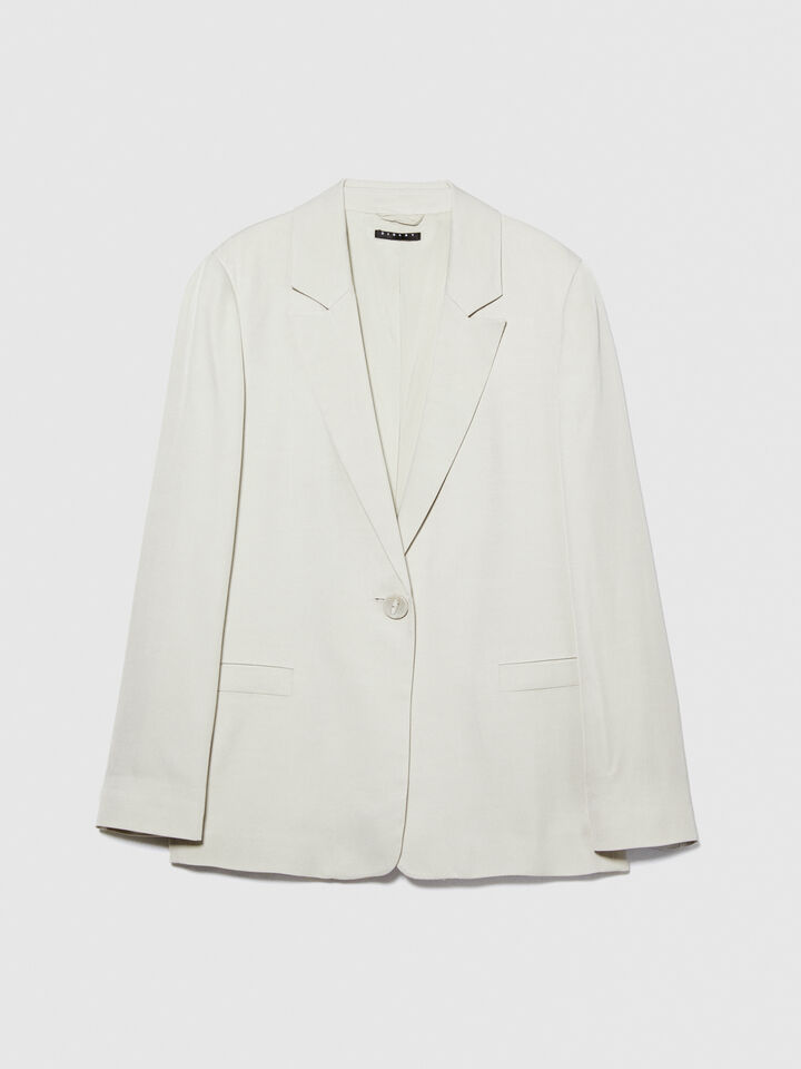 Single-breasted blazer - women's blazers - Beige | Sisley image number 6